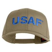 USAF Blue Letter Embroidered Solid Cotton Twill Pro Style Cap - Khaki OSFM