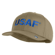 USAF Blue Letter Embroidered Solid Cotton Twill Pro Style Cap - Khaki OSFM