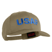 USAF Blue Letter Embroidered Solid Cotton Twill Pro Style Cap - Khaki OSFM