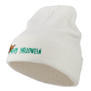 Happy Halloween Witch Hat Embroidered Long Beanie