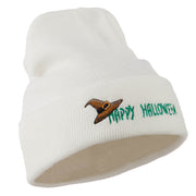 Happy Halloween Witch Hat Embroidered Long Beanie