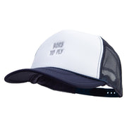 Born to Fly Embroidered Foam Panel Mesh Snapback - Navy-White OSFM