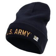 Licensed Golden US Army Embroidered 12 Inch Long Knitted Beanie - Navy OSFM