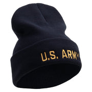 Licensed Golden US Army Embroidered 12 Inch Long Knitted Beanie - Navy OSFM