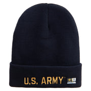 Licensed Golden US Army Embroidered 12 Inch Long Knitted Beanie - Navy OSFM