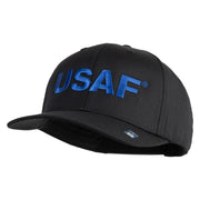 USAF Blue Letter Embroidered Solid Cotton Twill Pro Style Cap - Black OSFM
