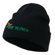 Happy Halloween Witch Hat Embroidered Long Beanie