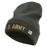 Licensed Golden US Army Embroidered 12 Inch Long Knitted Beanie - Dk-Grey OSFM