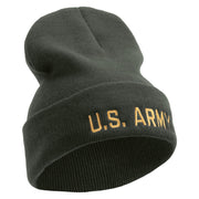 Licensed Golden US Army Embroidered 12 Inch Long Knitted Beanie - Dk-Grey OSFM