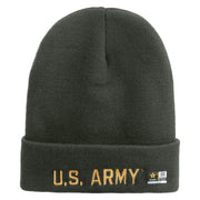 Licensed Golden US Army Embroidered 12 Inch Long Knitted Beanie - Dk-Grey OSFM