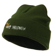 Happy Halloween Witch Hat Embroidered Long Beanie