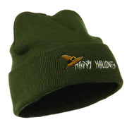 Happy Halloween Witch Hat Embroidered Long Beanie