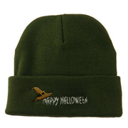 Happy Halloween Witch Hat Embroidered Long Beanie