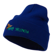 Happy Halloween Witch Hat Embroidered Long Beanie