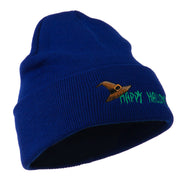 Happy Halloween Witch Hat Embroidered Long Beanie