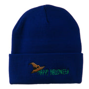 Happy Halloween Witch Hat Embroidered Long Beanie