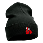 Hanging Boxing Gloves Embroidered Long Knitted Beanie