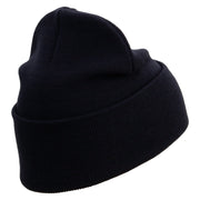 Made in USA Eagle Navy Retired Logo Embroidered 12 Inch Solid Knit Cuff Long Beanie