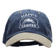 Happy Camper Embroidered Pigment Dyed Wash Caps