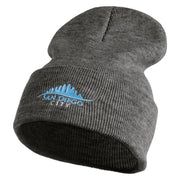 San Diego City Skyline Embroidered 12 Inch Long Knitted Beanie - Black-Marled OSFM