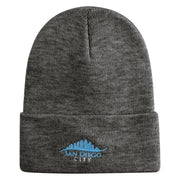 San Diego City Skyline Embroidered 12 Inch Long Knitted Beanie - Black-Marled OSFM