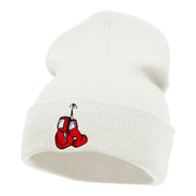 Hanging Boxing Gloves Embroidered Long Knitted Beanie