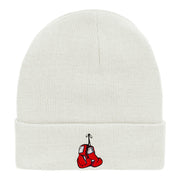 Hanging Boxing Gloves Embroidered Long Knitted Beanie