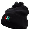 Flag of Wales Embroidered Pom Acrylic Cuff Long Beanie - Black OSFM