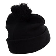 Flag of Wales Embroidered Pom Acrylic Cuff Long Beanie - Black OSFM