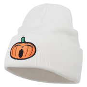 Halloween Yawning Jack o Lantern Embroidered Long Beanie