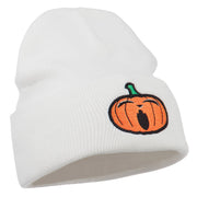 Halloween Yawning Jack o Lantern Embroidered Long Beanie