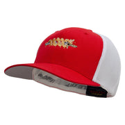 Serpent Blade Embroidered Mesh Cotton Twill Trucker 2 Tone Cap - Red-White OSFM