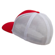 Serpent Blade Embroidered Mesh Cotton Twill Trucker 2 Tone Cap - Red-White OSFM