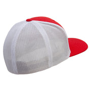 Serpent Blade Embroidered Mesh Cotton Twill Trucker 2 Tone Cap - Red-White OSFM