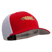 Serpent Blade Embroidered Mesh Cotton Twill Trucker 2 Tone Cap - Red-White OSFM