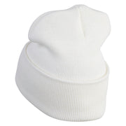Minneapolis Skyline Embroidered 12 Inch Solid Long Beanie Made in USA - White OSFM