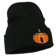 Halloween Yawning Jack o Lantern Embroidered Long Beanie