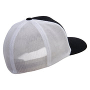 Serpent Blade Embroidered Mesh Cotton Twill Trucker 2 Tone Cap - Black-White OSFM