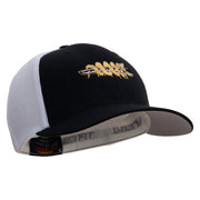 Serpent Blade Embroidered Mesh Cotton Twill Trucker 2 Tone Cap - Black-White OSFM