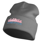 Minneapolis Skyline Embroidered 12 Inch Solid Long Beanie Made in USA - Light-Grey OSFM