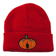 Halloween Yawning Jack o Lantern Embroidered Long Beanie