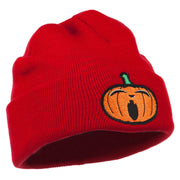 Halloween Yawning Jack o Lantern Embroidered Long Beanie