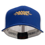 Serpent Blade Embroidered Mesh Cotton Twill Trucker 2 Tone Cap - Royal-White OSFM