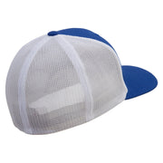 Serpent Blade Embroidered Mesh Cotton Twill Trucker 2 Tone Cap - Royal-White OSFM