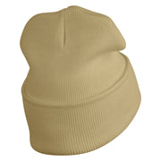 Minneapolis Skyline Embroidered 12 Inch Solid Long Beanie Made in USA - Khaki OSFM
