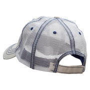 The Throwing Dart Embroidered Frayed Mesh Cap