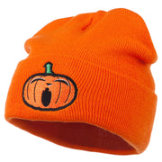 Halloween Yawning Jack o Lantern Embroidered Long Beanie