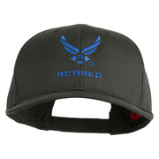 US Air Force Wing with Retired Embroidered Solid Cotton Cap - Charcoal OSFM