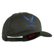 US Air Force Wing with Retired Embroidered Solid Cotton Cap - Charcoal OSFM