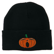 Halloween Yawning Jack o Lantern Embroidered Long Beanie